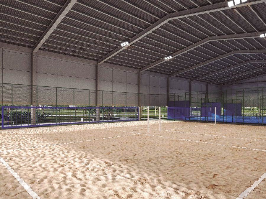 Quadras cobertas de beach tennis e padel