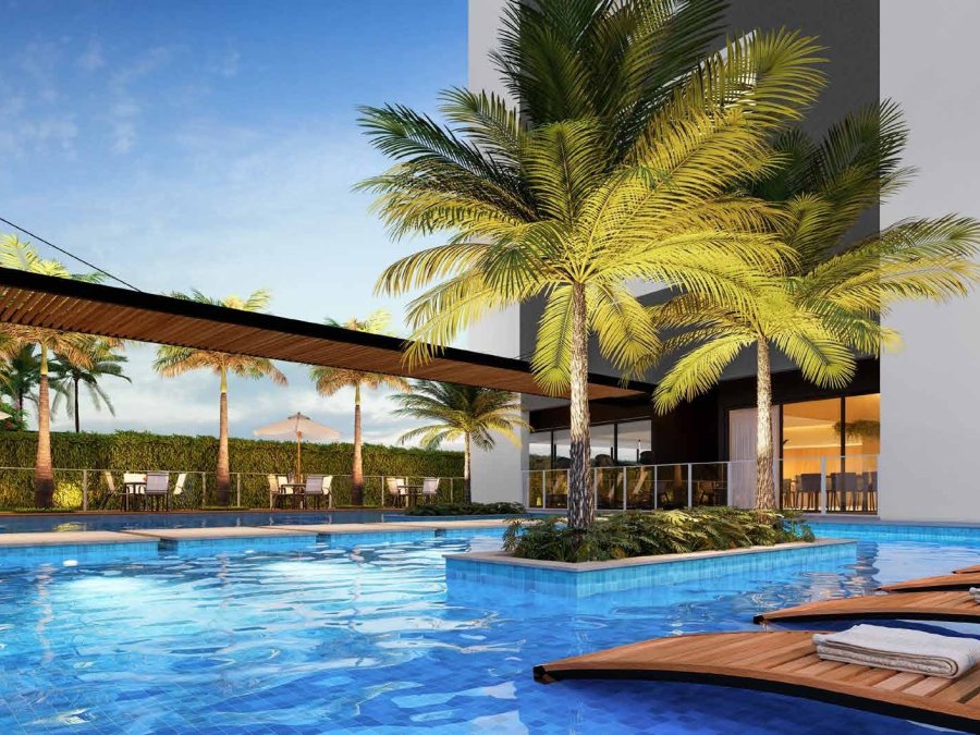 Piscina com prainha e área rasa